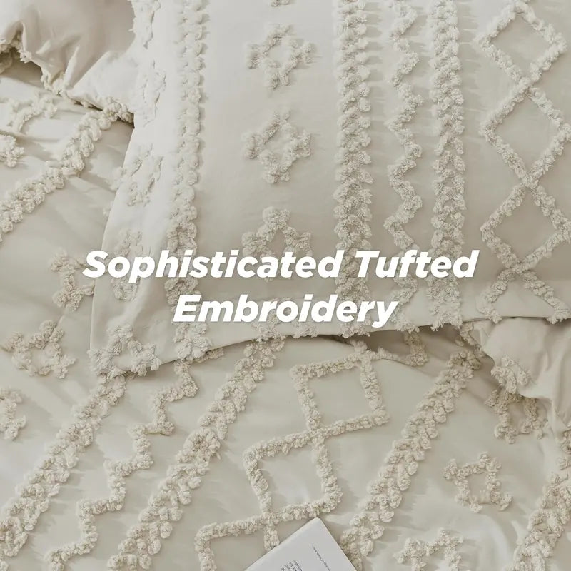 Modern Boho Bedding Set – Quilted 3 Piece Coverlet with Coordinated Pillow Shams