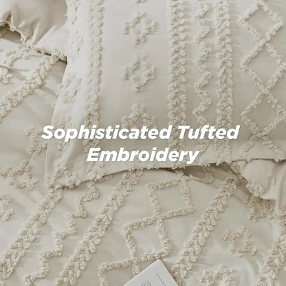 Modern Boho Bedding Set – Quilted 3 Piece Coverlet with Coordinated Pillow Shams