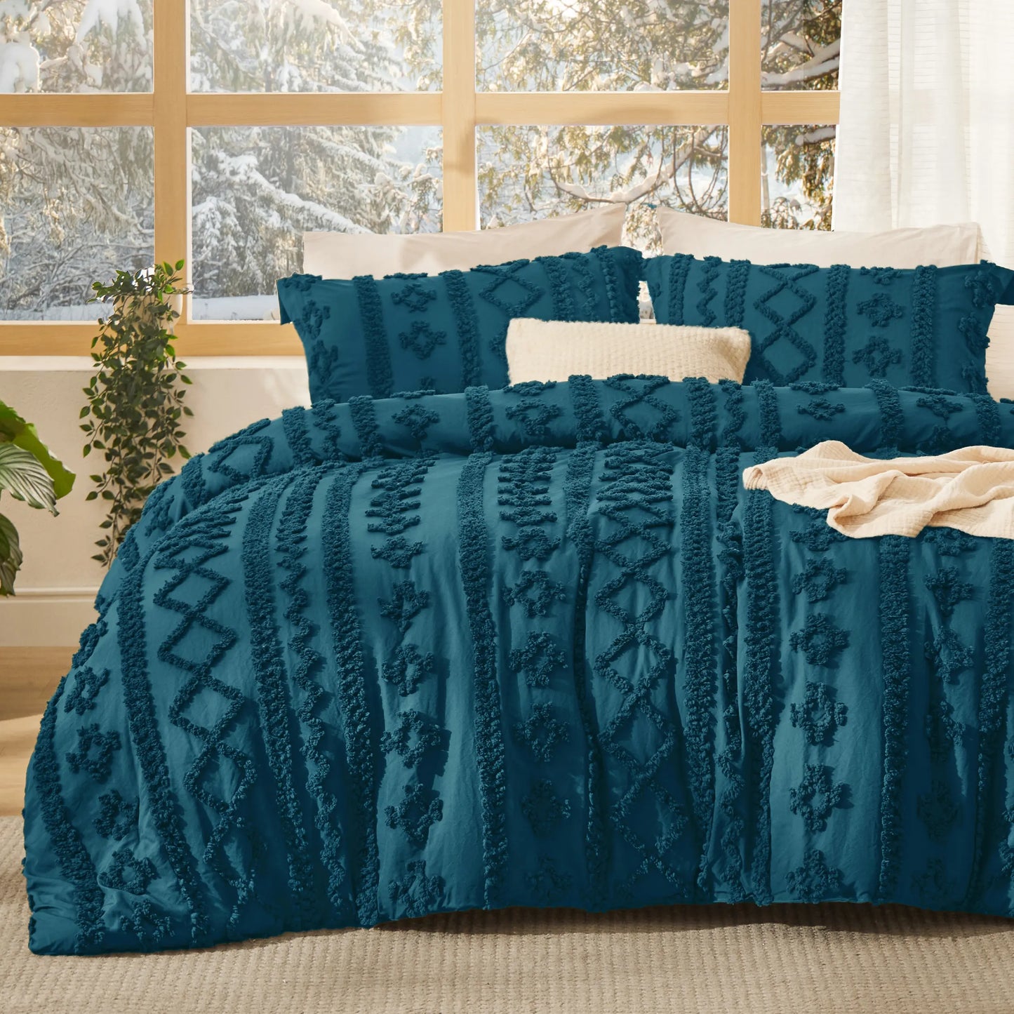 Modern Boho Bedding Set – Quilted 3 Piece Coverlet with Coordinated Pillow Shams