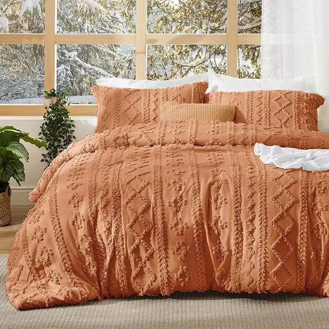 Modern Boho Bedding Set – Quilted 3 Piece Coverlet with Coordinated Pillow Shams