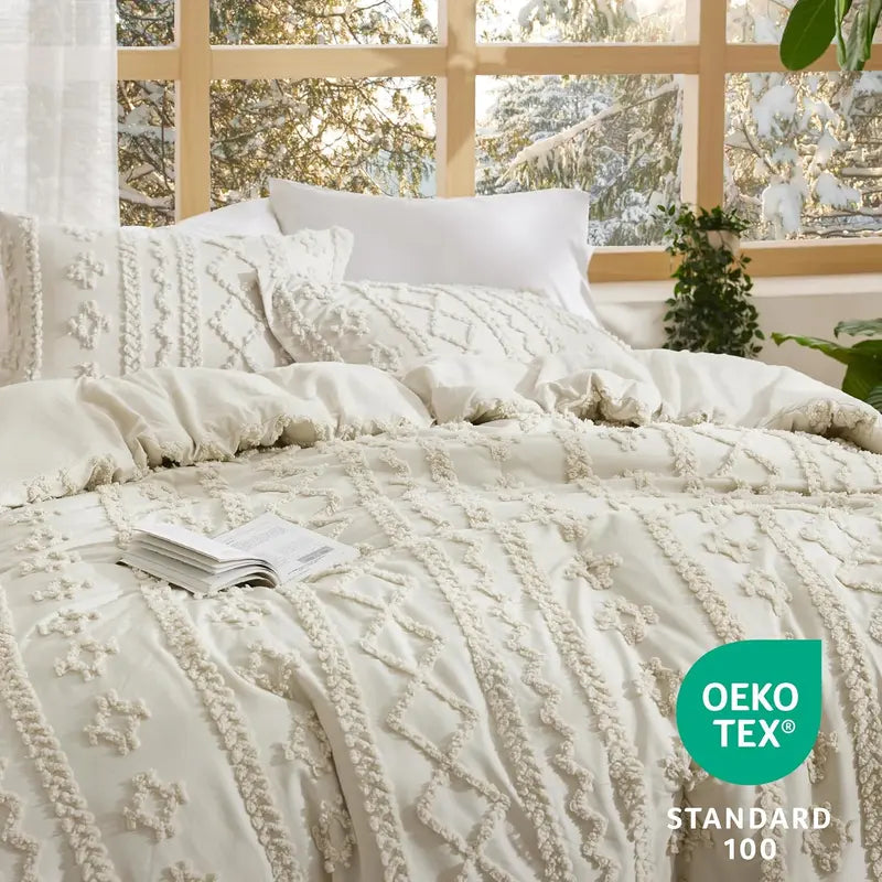 Modern Boho Bedding Set – Quilted 3 Piece Coverlet with Coordinated Pillow Shams