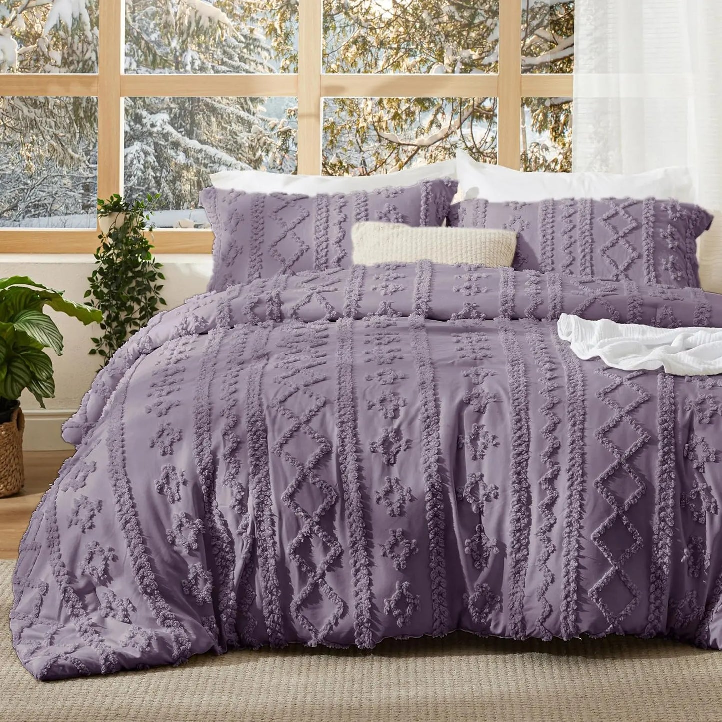Modern Boho Bedding Set – Quilted 3 Piece Coverlet with Coordinated Pillow Shams