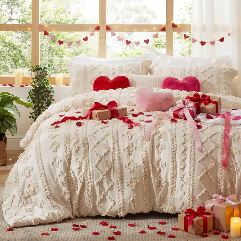 Modern Boho Bedding Set – Quilted 3 Piece Coverlet with Coordinated Pillow Shams