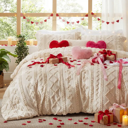 Modern Boho Bedding Set – Quilted 3 Piece Coverlet with Coordinated Pillow Shams