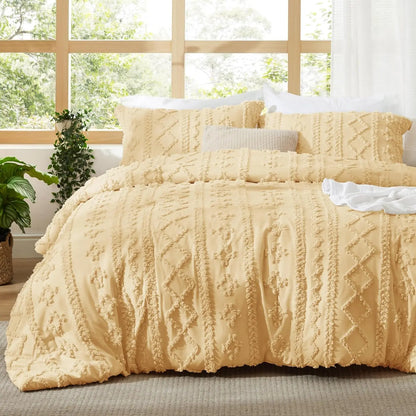 Modern Boho Bedding Set – Quilted 3 Piece Coverlet with Coordinated Pillow Shams
