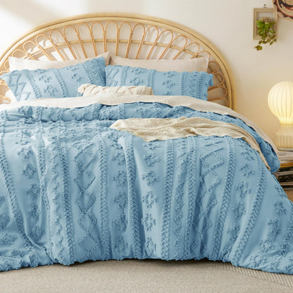 Modern Boho Bedding Set – Quilted 3 Piece Coverlet with Coordinated Pillow Shams