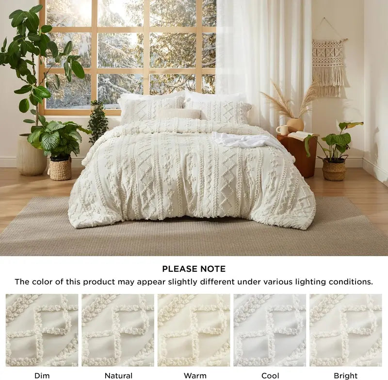 Modern Boho Bedding Set – Quilted 3 Piece Coverlet with Coordinated Pillow Shams
